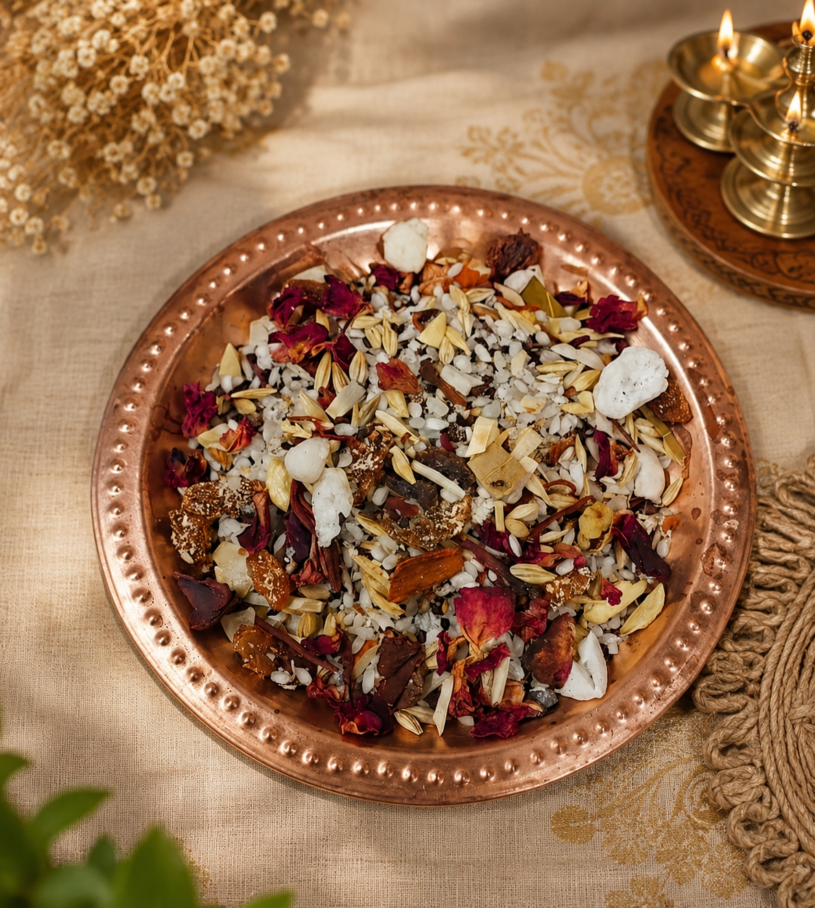 Hawan dravya in plate